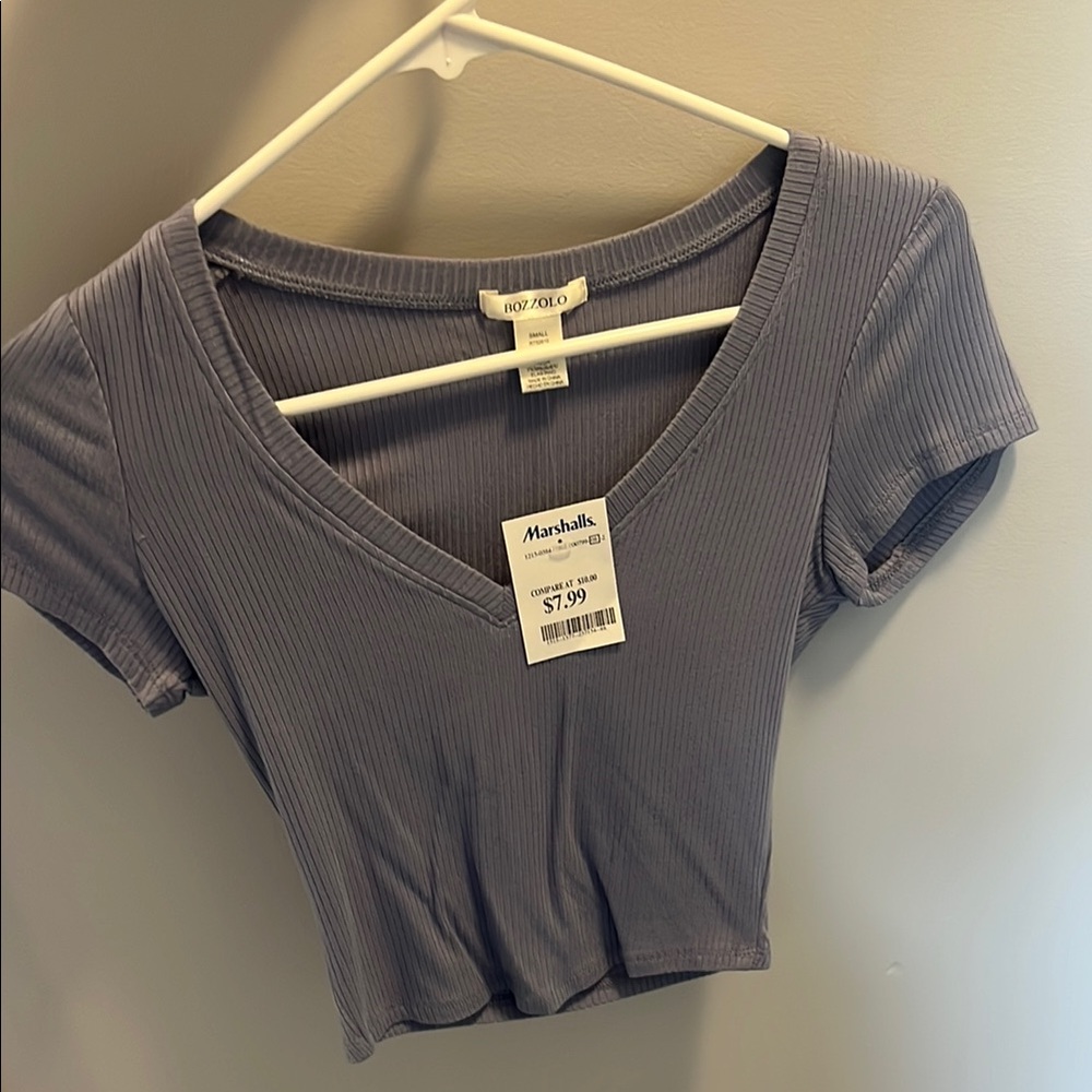 RDI Gray Ribbed Crop T-Shirt